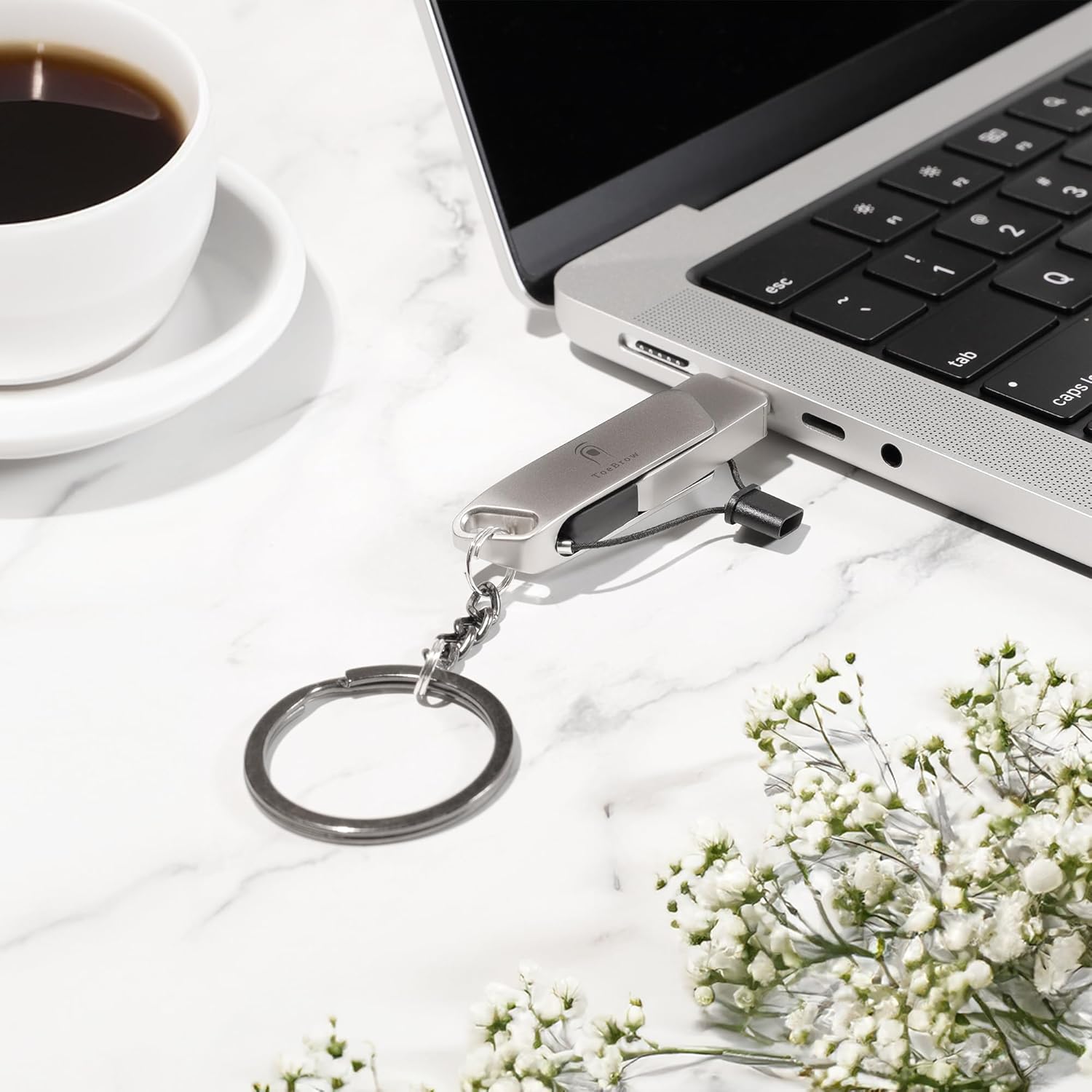 128GB Dual USB Flash Drive: Type-C & Type-A, High-Speed, Sturdy with Keychain - ToeBrow